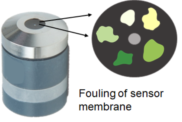 膜法余氯传感器污染示意图